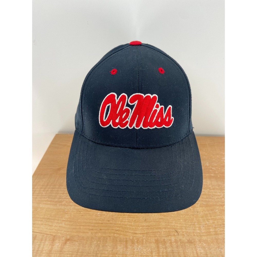 Ole‎ Miss Rebels Baseball Cap Navy Red Embroidered Logo Adjustable Cotton Blend